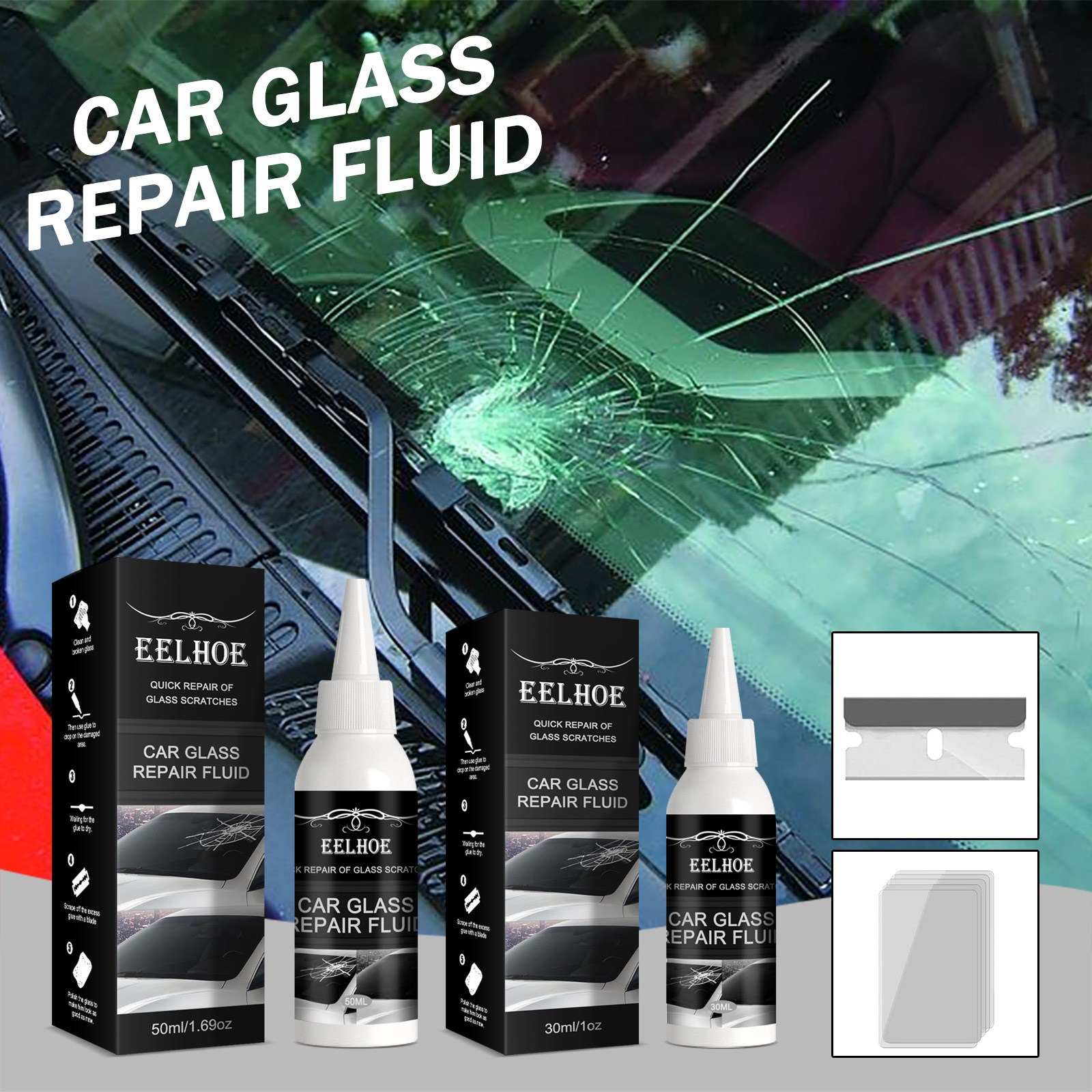 EELHOE Private Label Car Glass Repair Liquid Scratch Removal Windshield Crack Repair Kit