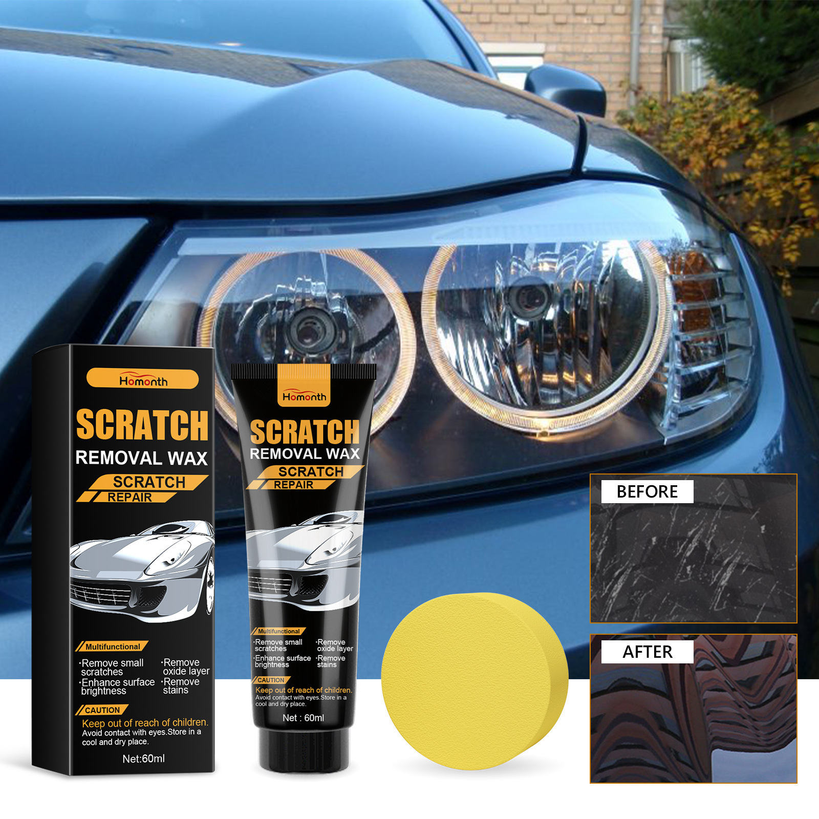 Hot Sale Homonth Oxide Layer Stains Cleaning Car Scratch Remover Wax Auto Paint Repair Kit Car Headlight Scratch Removal Kit