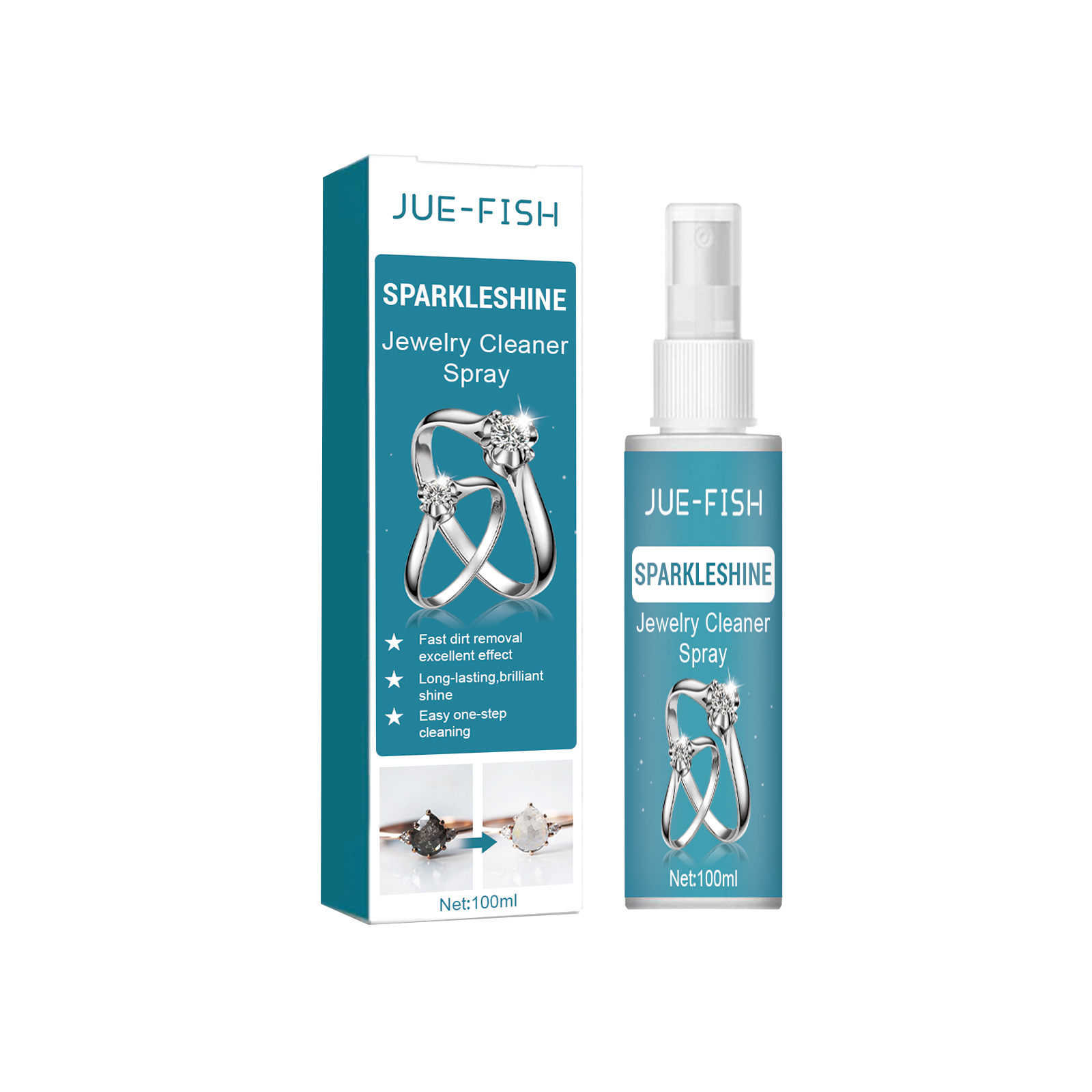 Popular Jue-Fish Sparkle Shine Jewelry Cleaner Spray Diamond Ring Silver Gold Cleaner Watch Cleaner Spray