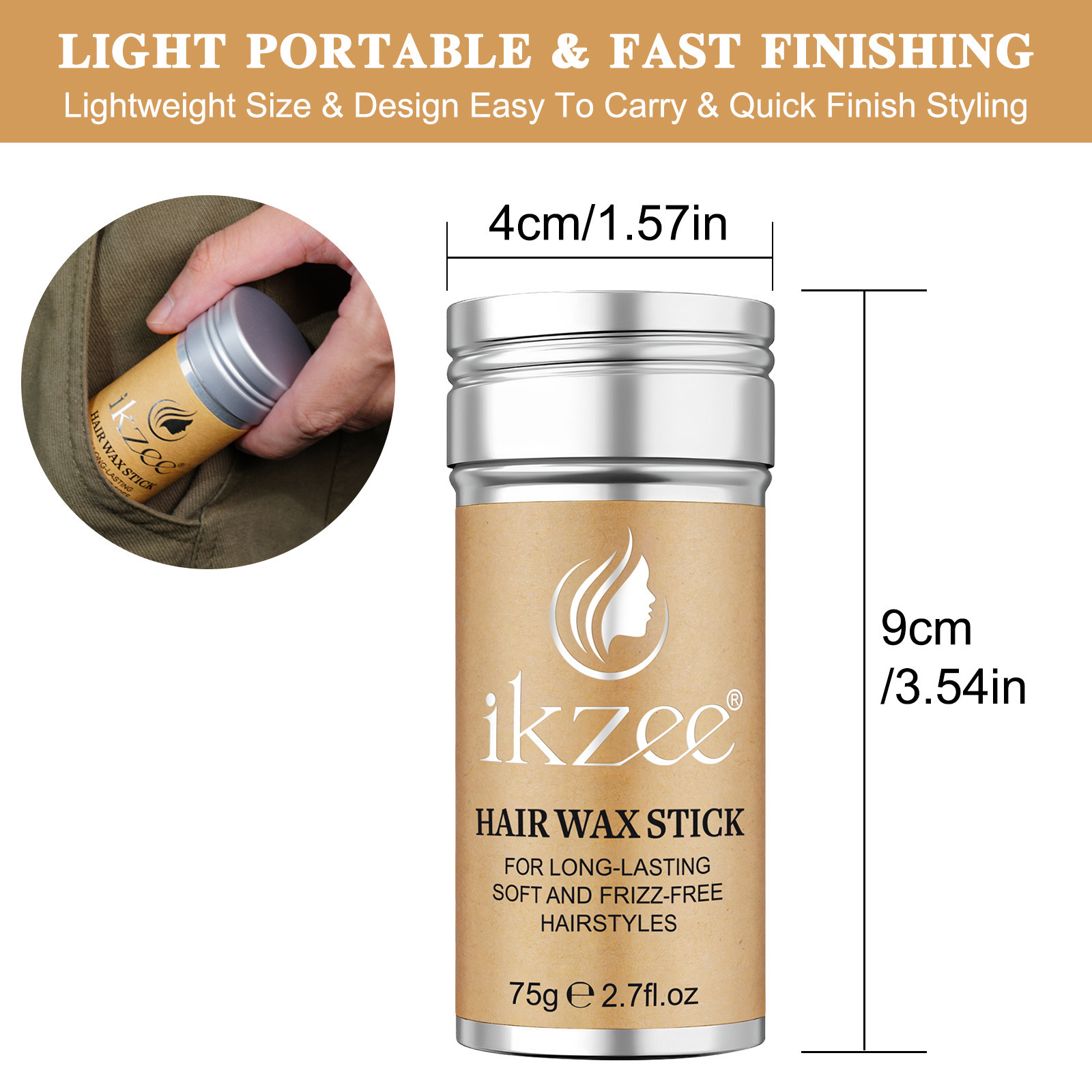 Hot Selling ikzee Long Lasting Anti Frizz Hairstyles Hair Wax Stick Non Greasy Smoothing Hair Styling Wax