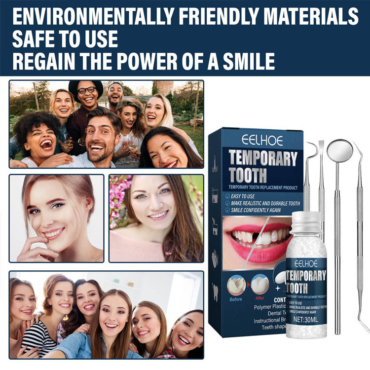 Eelhoe Temporary Tooth Repair Set Solid Denture Adhesive Glue DIY Teeth Glue Missing Broken Lost Moldable Repair Tooth Gap Tool