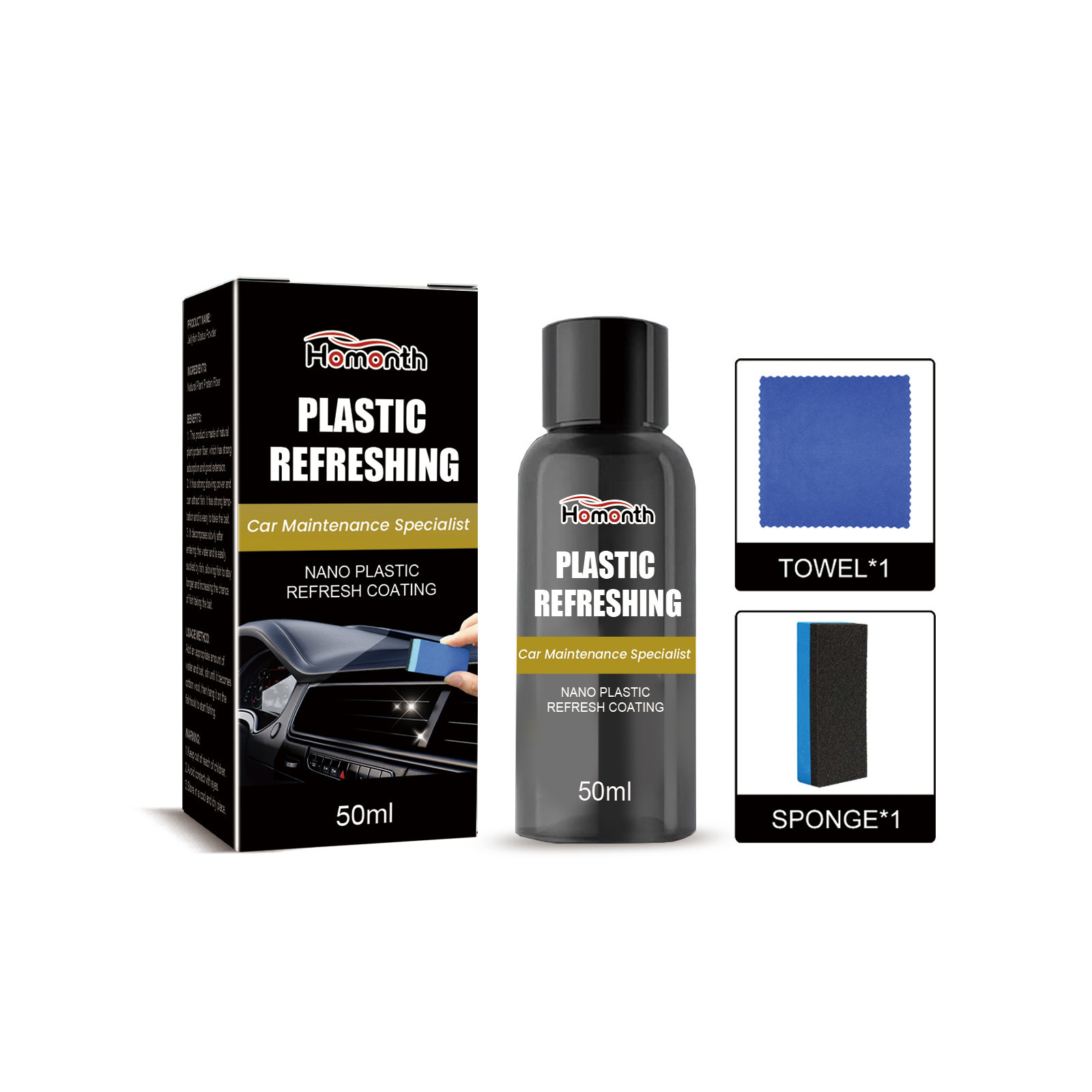 Wholesale Homonth Nano Plastic Refreshing Coating Spray Auto Car Interior Refurbishment Kit Rubber Car Seat Cleaner