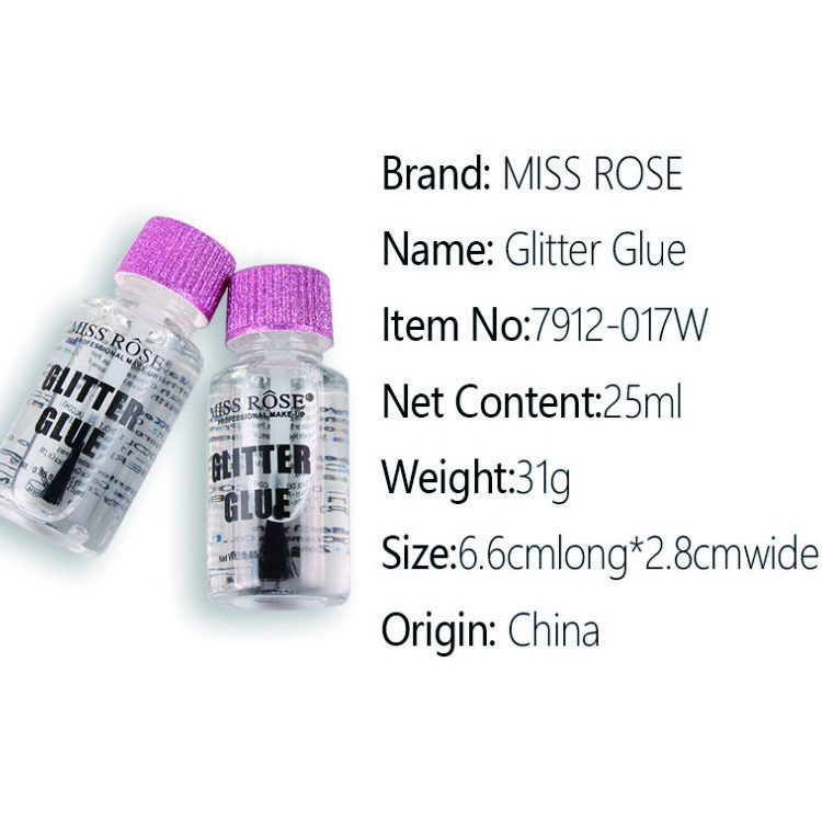 New Arrival Miss Rose Waterproof Quick Dry Non Toxic 25ml Face Eye Glitter Sequin Glue