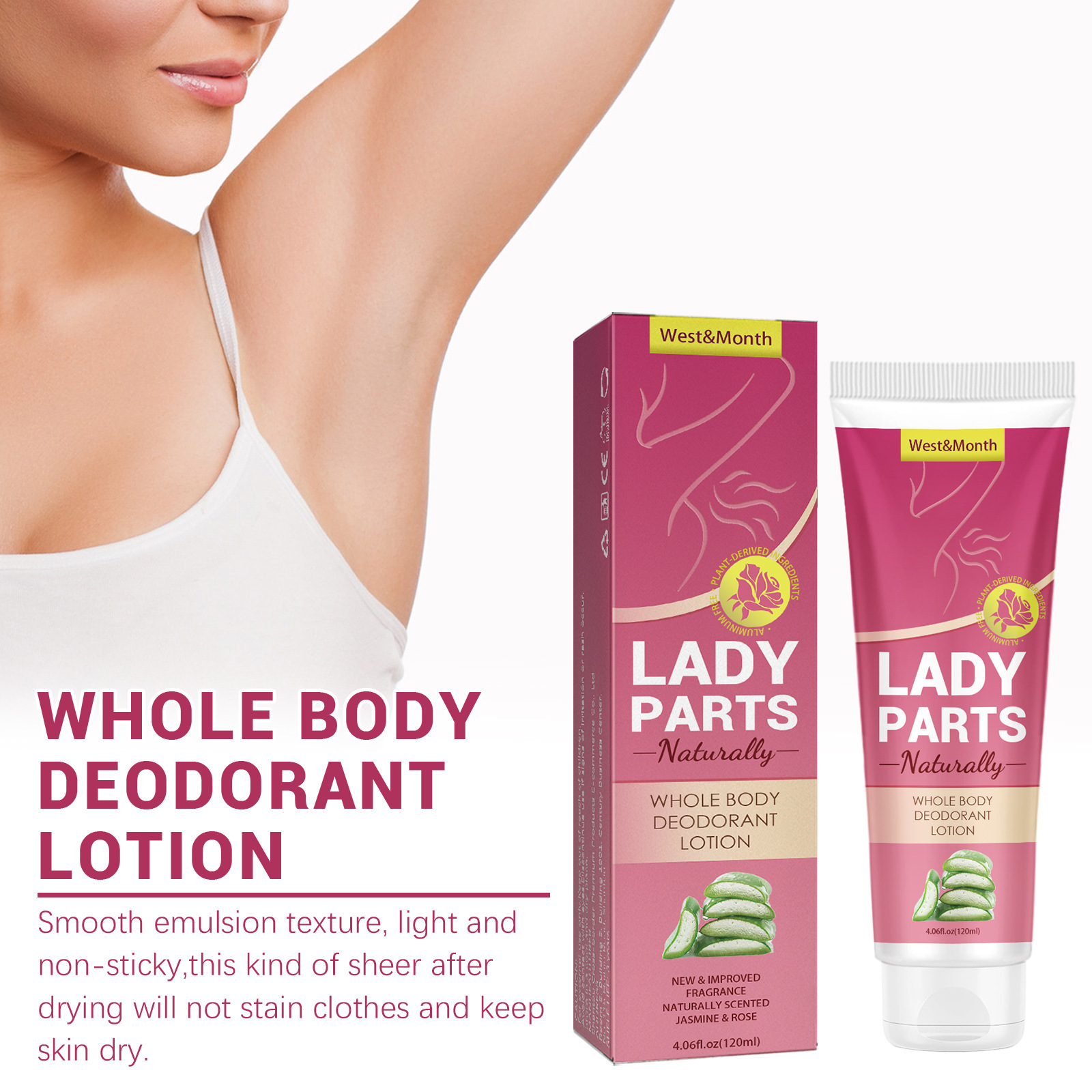 Hot Selling High Quality Vegan West&Month 120ml Fast Acting Mild Formula Body Deodorant Lotion