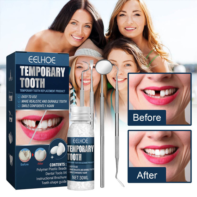 Eelhoe Temporary Tooth Repair Set Solid Denture Adhesive Glue DIY Teeth Glue Missing Broken Lost Moldable Repair Tooth Gap Tool