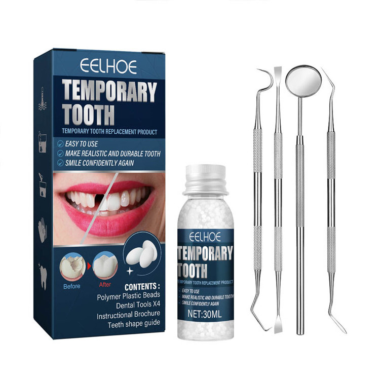 Eelhoe Temporary Tooth Repair Set Solid Denture Adhesive Glue DIY Teeth Glue Missing Broken Lost Moldable Repair Tooth Gap Tool