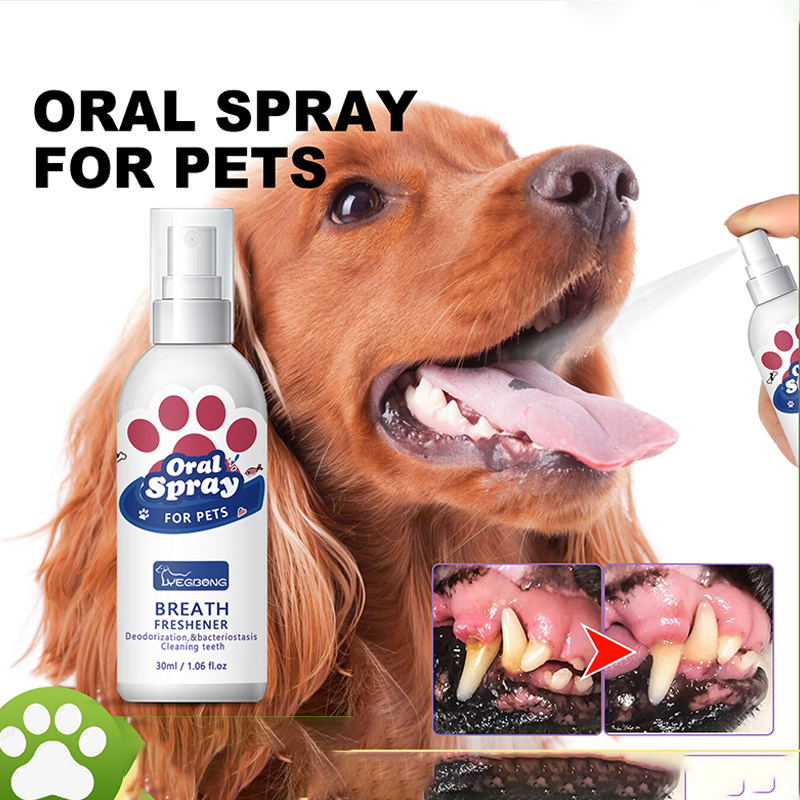 Hot Sale Yegbong Safe Ingredients Pet Teeth Cleaning Deodorization Cats Dogs Oral Spray Breath Freshener