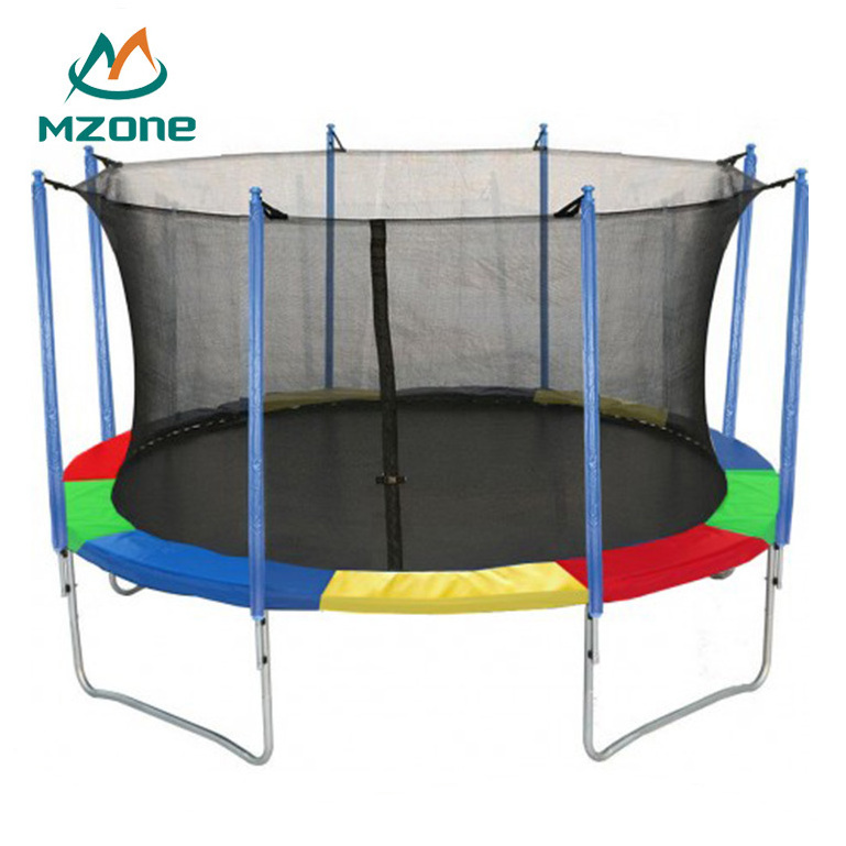 Mzone 6ft 7ft 8ft 10ft 12ft 14ft 15ft 16ft adult big spring folding jumping outdoor trampoline with enclosure