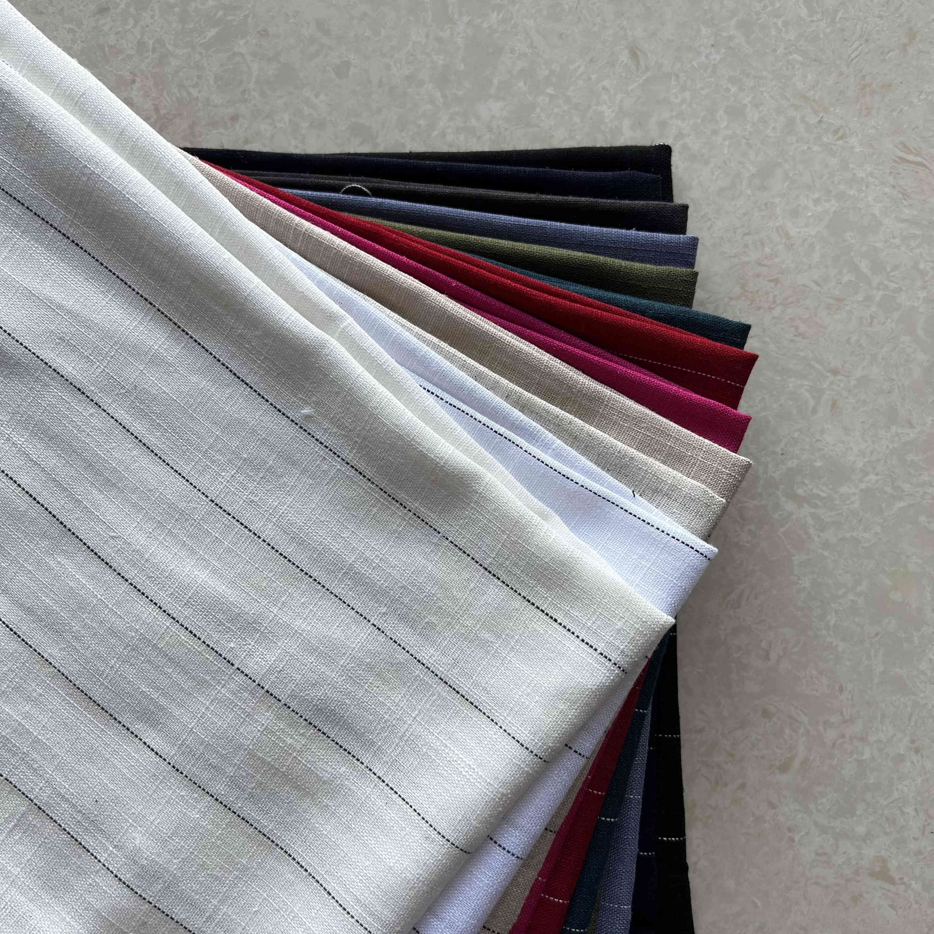 High quality factory price home textile shirting white stripe model bamboo rayon blend viscose linen fabric for clothing