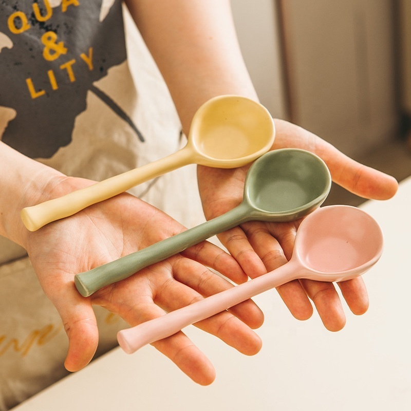 Colored Glaze Tableware Dinner Coffee Ceramic Soup Spoon