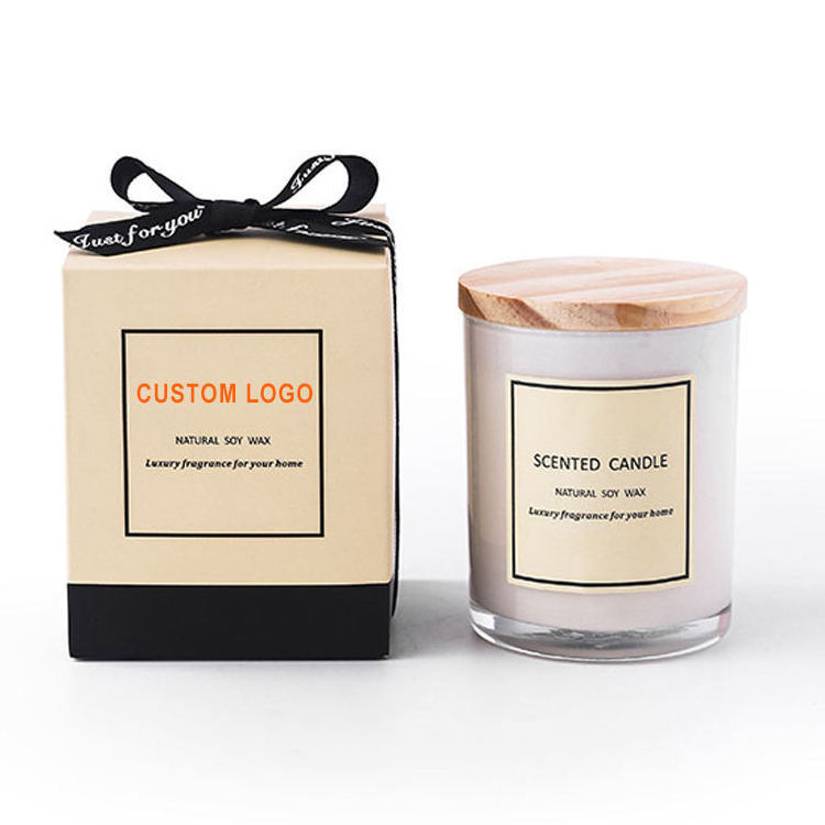 Custom Luxury Aromatic Glass Jar Candle Boxes 12 Oz Paper Magnetic Clamshell Packaging Black Cardboard Box