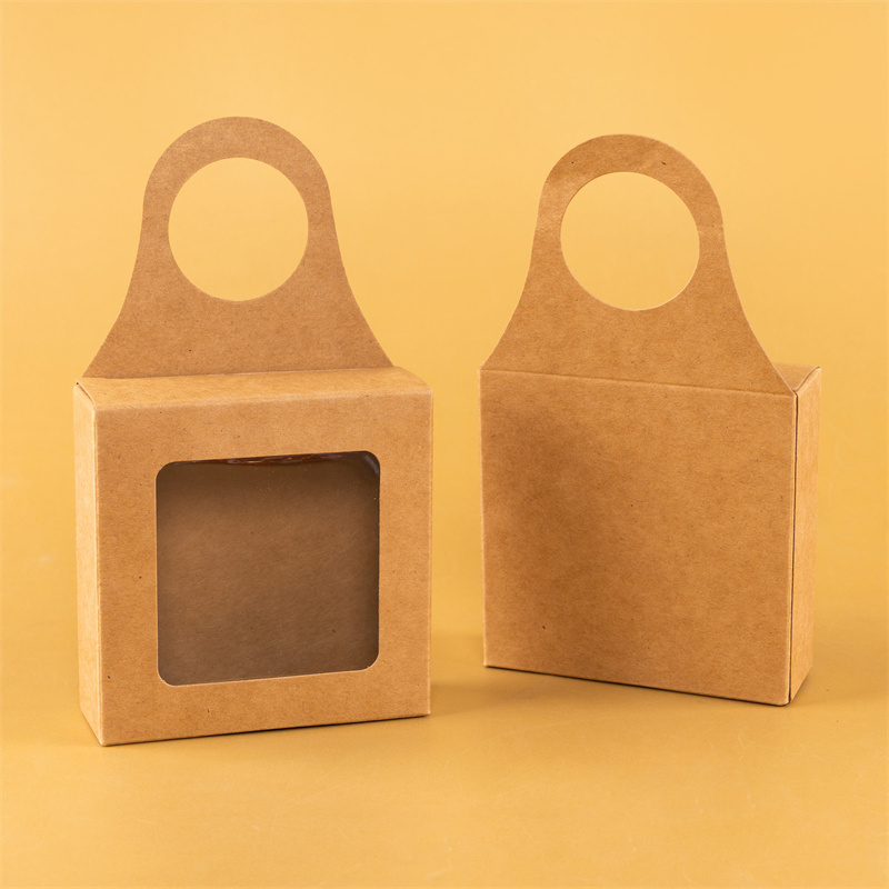 Kraft Paper Hook Box Nougat Macaron Cookies Organizer Gift Children's Birthday Hanging Transparency Candy Packaging