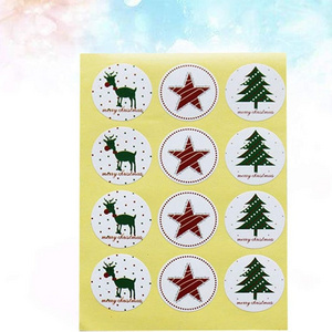 Christmas Baking Sealing Sticker Adhesive Round Christmas Tree Elk Star Decals Sticker for Cookies Bag Gift Box Packaging Xmas