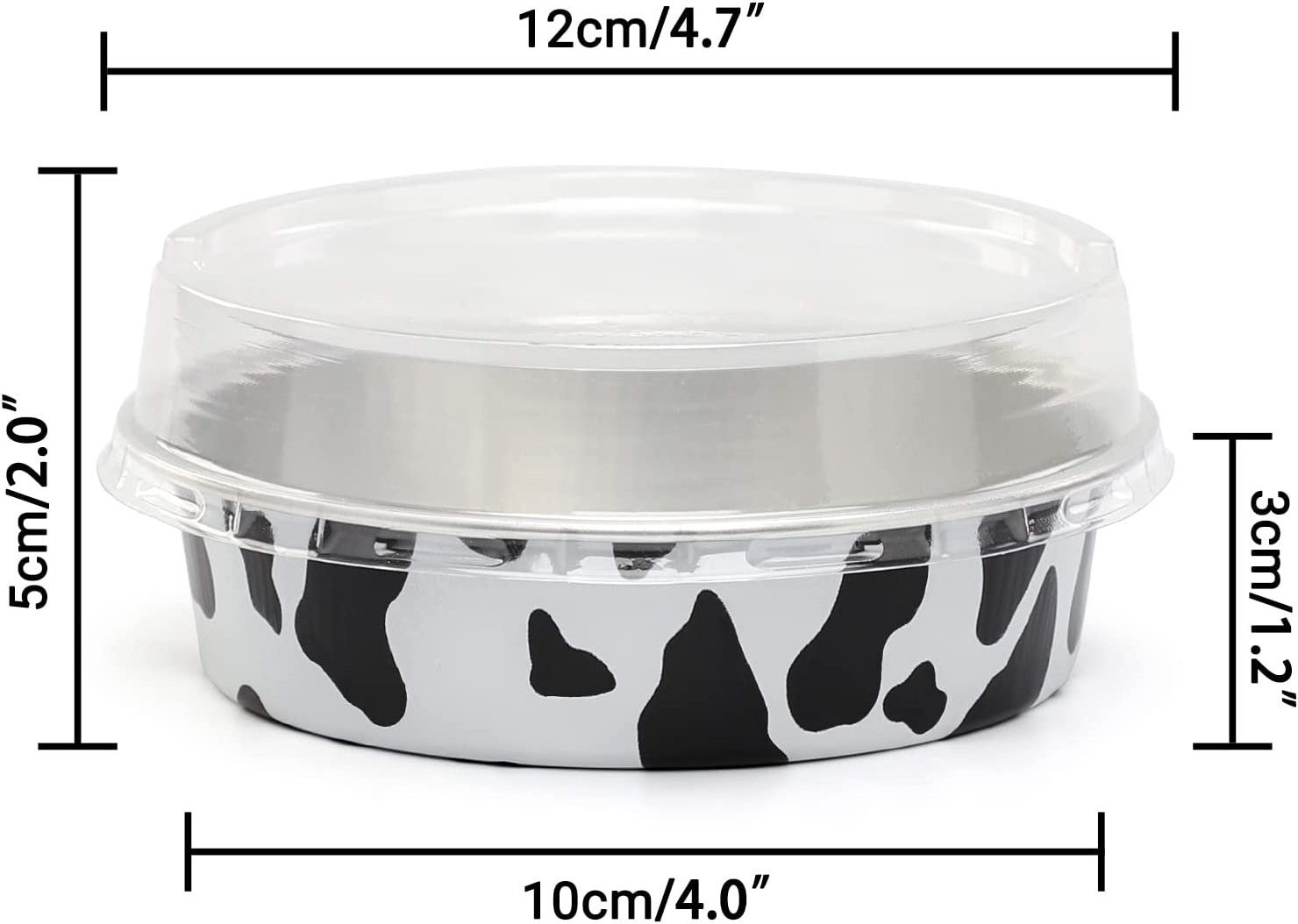 Mini Tart Pans With Lids, Cow Print Aluminum Pie Pan 8 Oz Pie Pan Tin Tart Cupcake Disposable Container