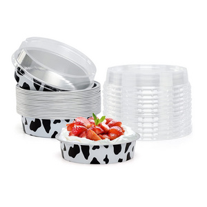 Mini Tart Pans With Lids, Cow Print Aluminum Pie Pan 8 Oz Pie Pan Tin Tart Cupcake Disposable Container