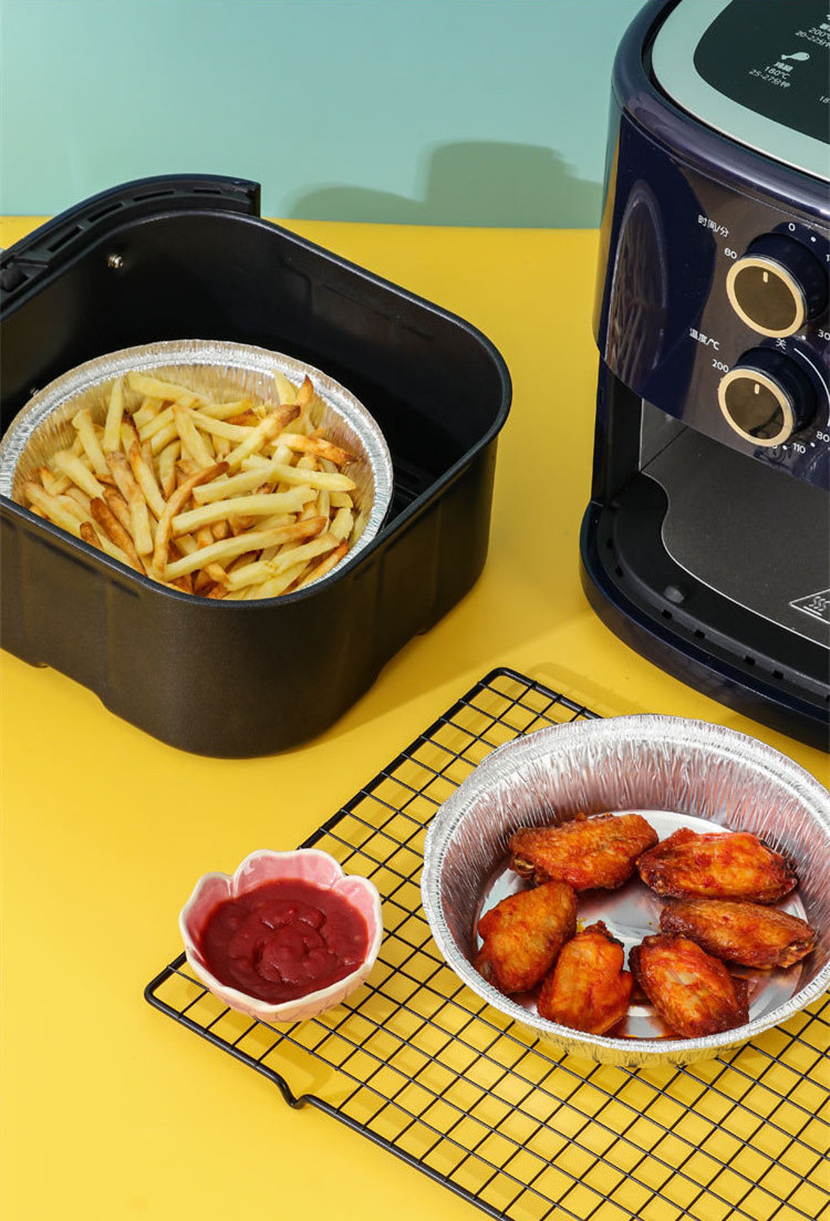 Oil-Proof Aluminum Foil Tin Box Air Fryer Disposable Paper Liner Non-Stick Steaming Basket Kitchen Tool BBQ Drip Pan Tray