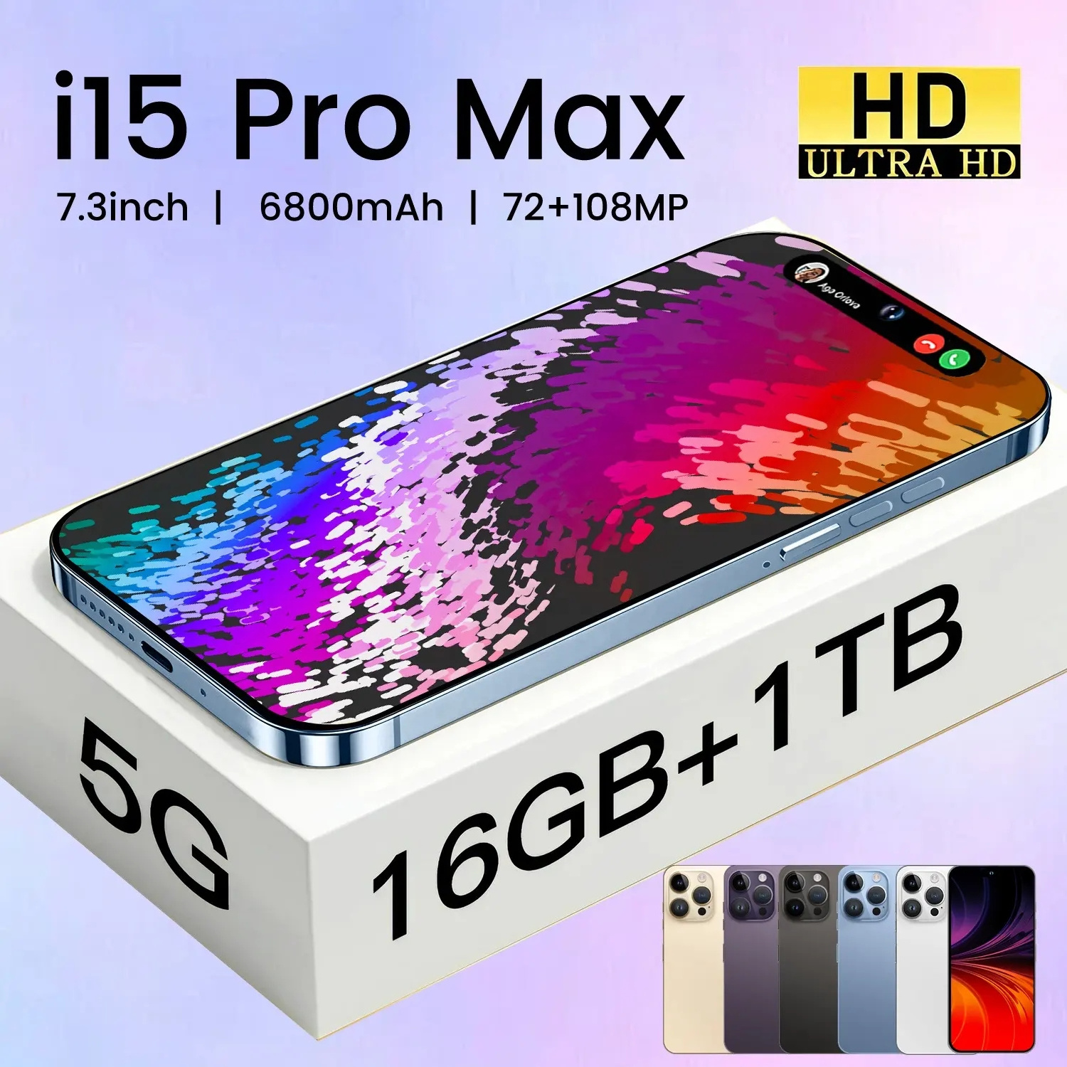 Hot selling original  15 Pro Max 16GB+512GB unlocked 5G smartphone 8800Mah fast charging 6.7inch large screen Android phone