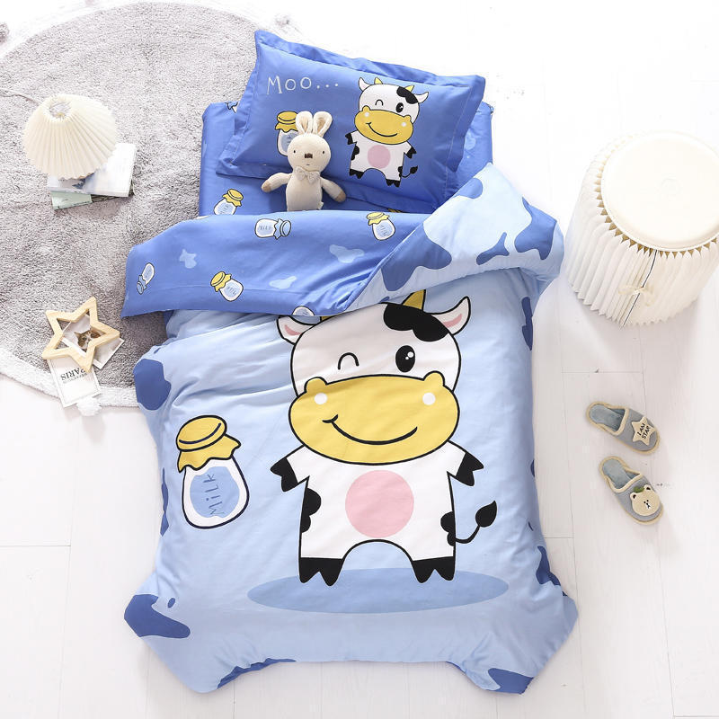 Cartoon Cow Baby Colchas De Dibujos Animados 3D Print Cotton Bedding Bed Sheets For Kids