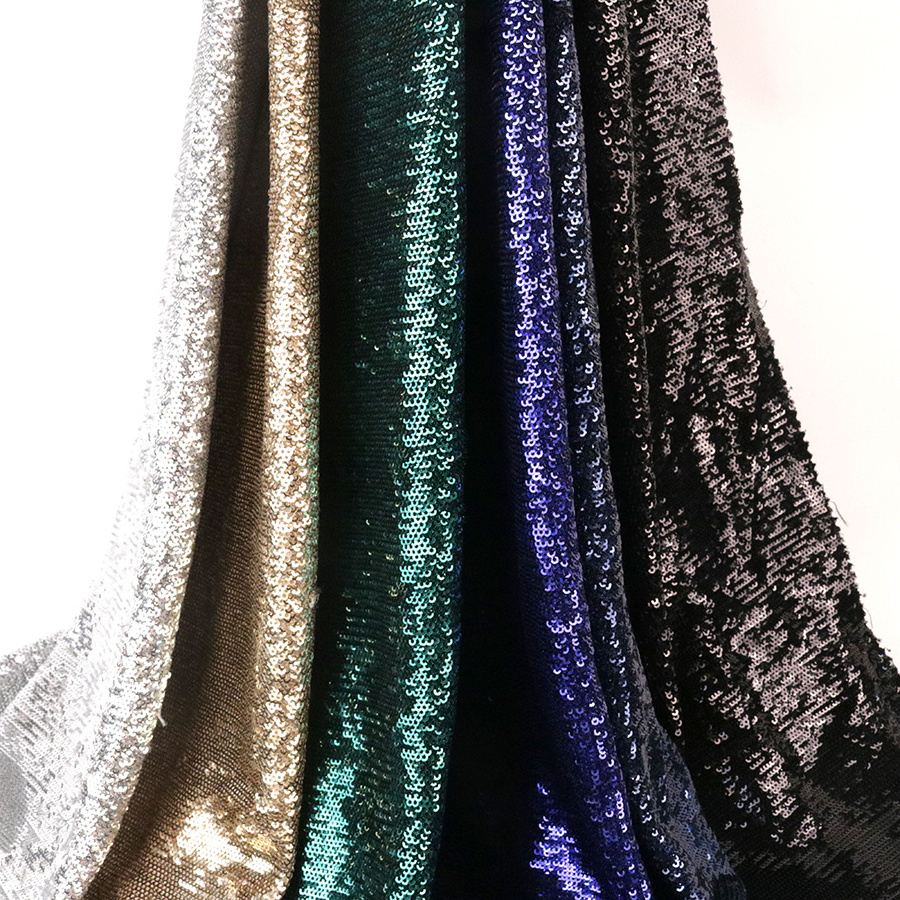 Gorgeous Tone to Tone Full Width 3mm Flat Sequin Embroidery Rayon Jersey for Party Dress