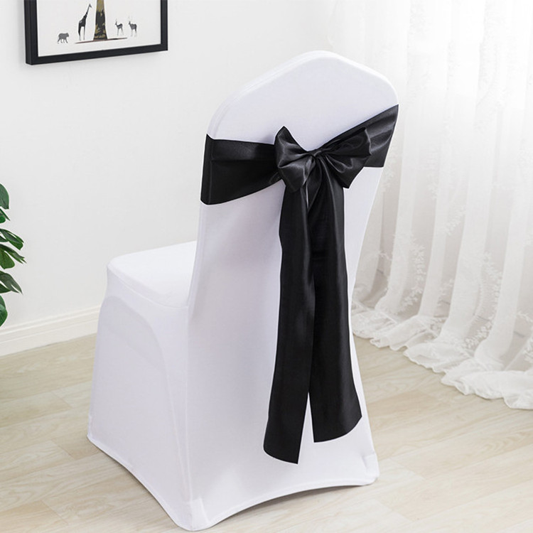 Hot Sale Cheaper Chair Cover Bands Royal Plain Dyed Satin Stretch Chair Sashes For Banquet Home Party Hotel Wedding Decorative