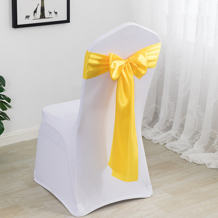 Hot Sale Cheaper Chair Cover Bands Royal Plain Dyed Satin Stretch Chair Sashes For Banquet Home Party Hotel Wedding Decorative