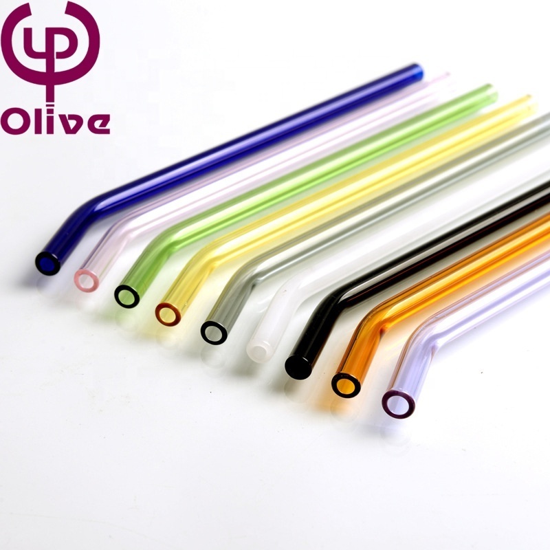 Gift High temperature resistant straight bent pipe high borosilicate glass colored glass drinking straw pipe