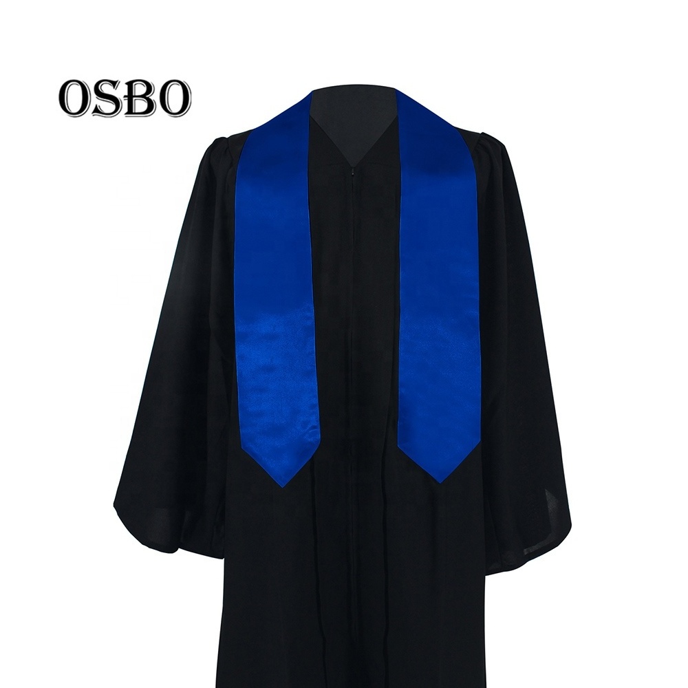 2024 Hot Sell High Quantity royal blue  Plain Graduation Stole academic stole sash