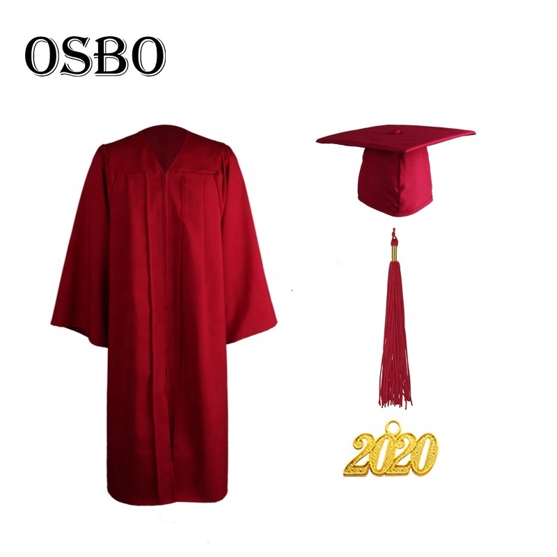 2022 hote Whosale  cheap black  adult academic  college   matte graduation cap gown for university