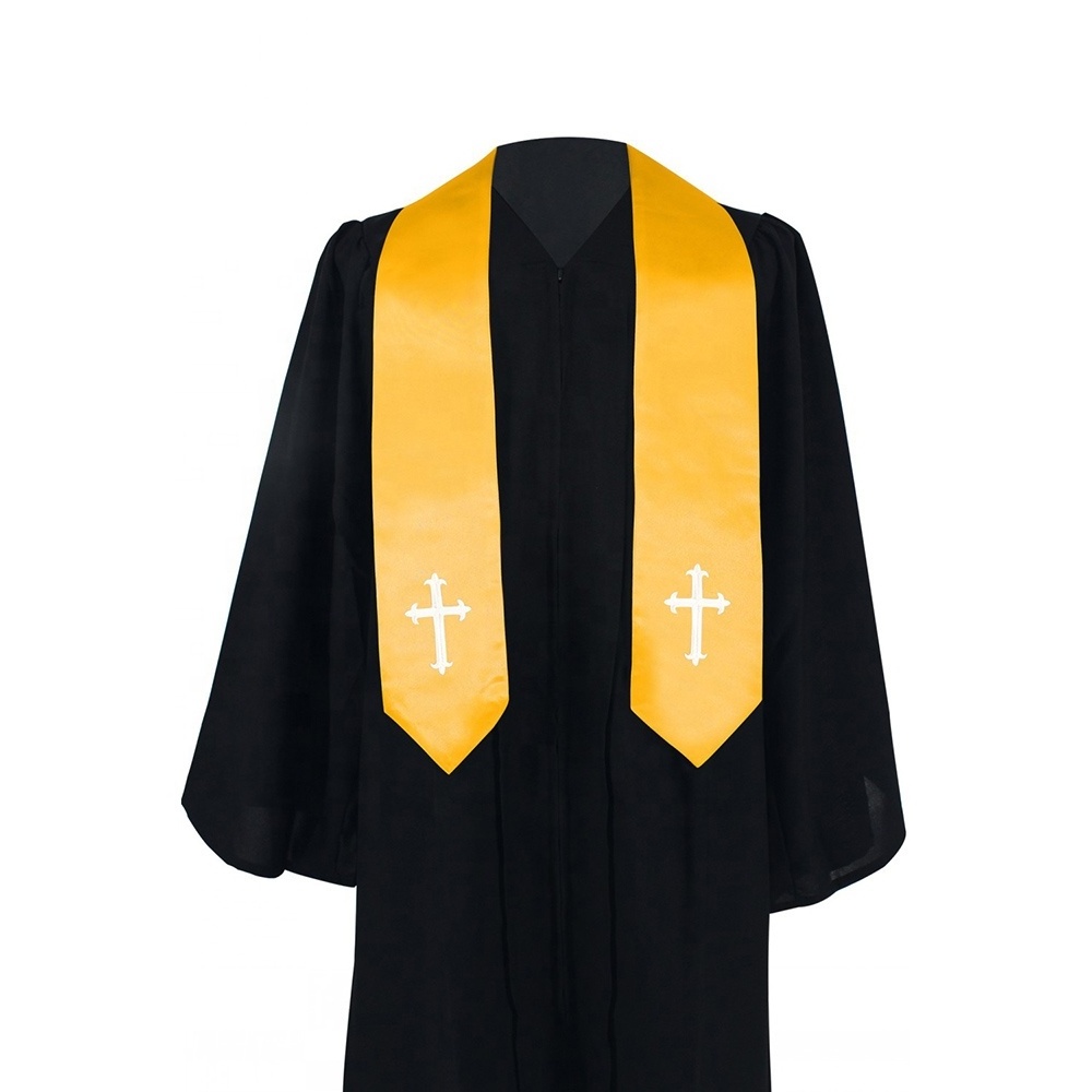 Customize cheap  Hot Sell  High Quality  Gold    Plain  Graduation Stole or sash for Graduation