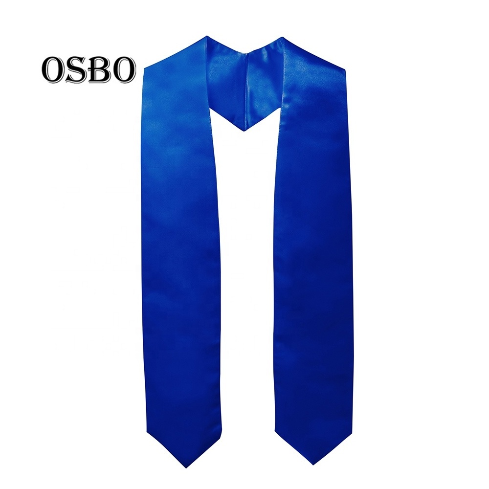 2024 Hot Sell High Quantity royal blue  Plain Graduation Stole academic stole sash