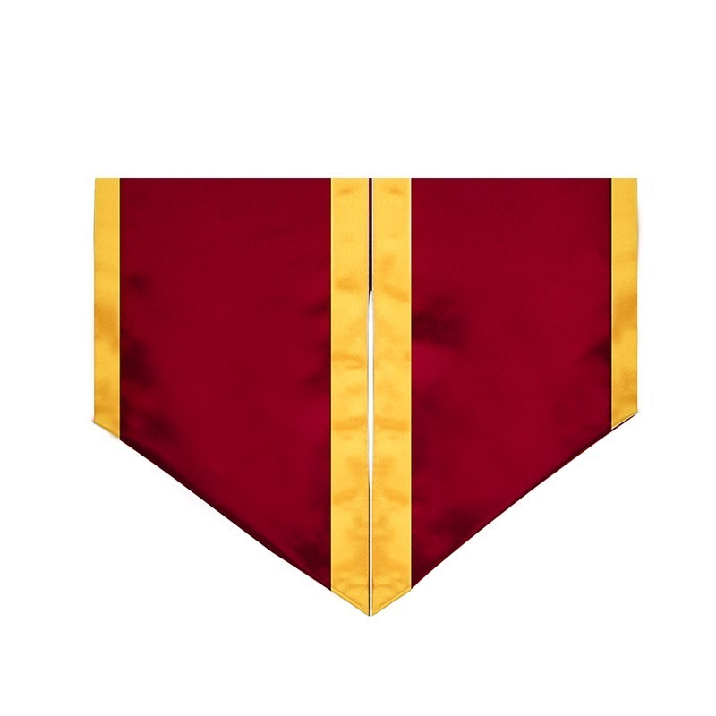 Wholesale High Quality Gold With Red  Graduation Trim Stole  and graduation  Sash  for university