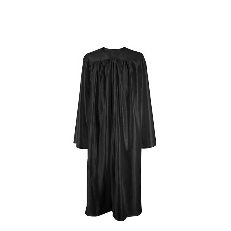 Wholesale Black Shiny  bachelor gown  academic gown   Graduation Gown  And Cap