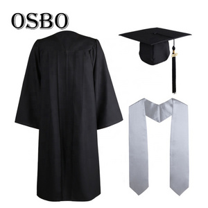 2022 hote Whosale  cheap black  adult academic  college   matte graduation cap gown for university