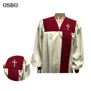 High Quality Red Embroidery White Custom Church Clergy Choir Robes