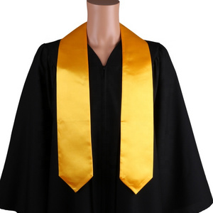 Customize cheap  Hot Sell  High Quality  Gold    Plain  Graduation Stole or sash for Graduation