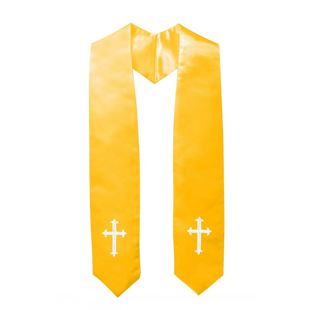 Customize cheap  Hot Sell  High Quality  Gold    Plain  Graduation Stole or sash for Graduation