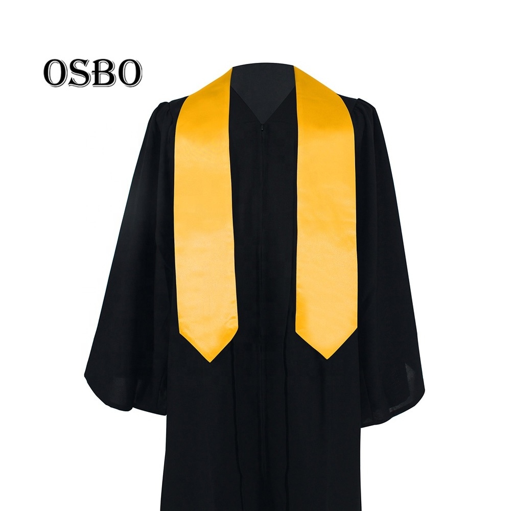 Customize cheap  Hot Sell  High Quality  Gold    Plain  Graduation Stole or sash for Graduation