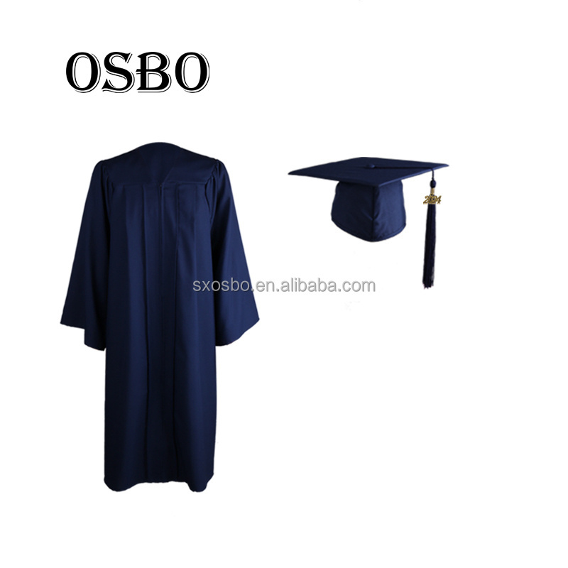 2024  Wholesale  Navy Blue University bachelor gown academic graduation gown and cap