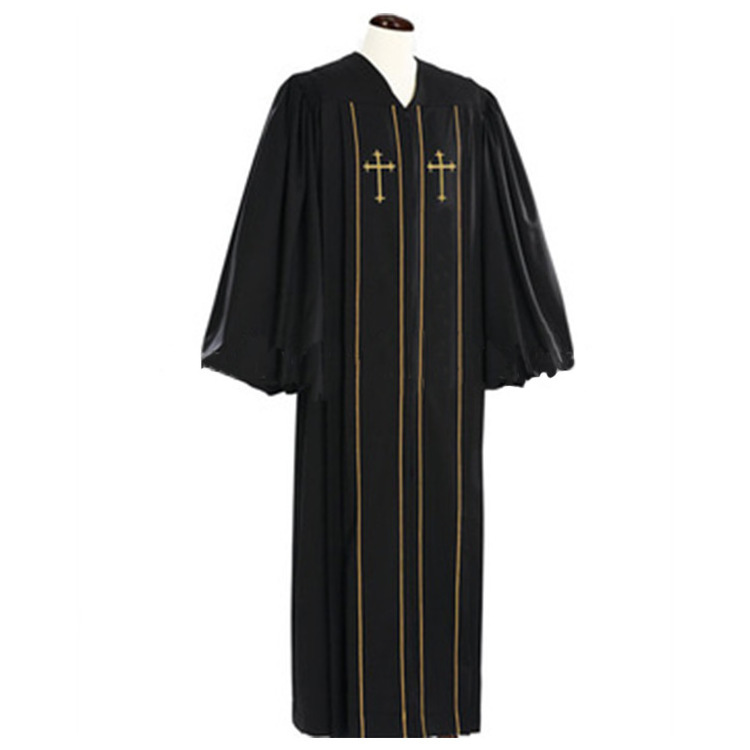 Wholesale Church Choir Priest Gown Custom High Quality Black Church Gown