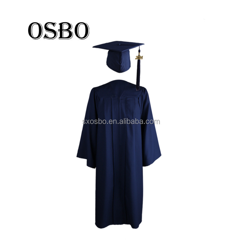 2024  Wholesale  Navy Blue University bachelor gown academic graduation gown and cap