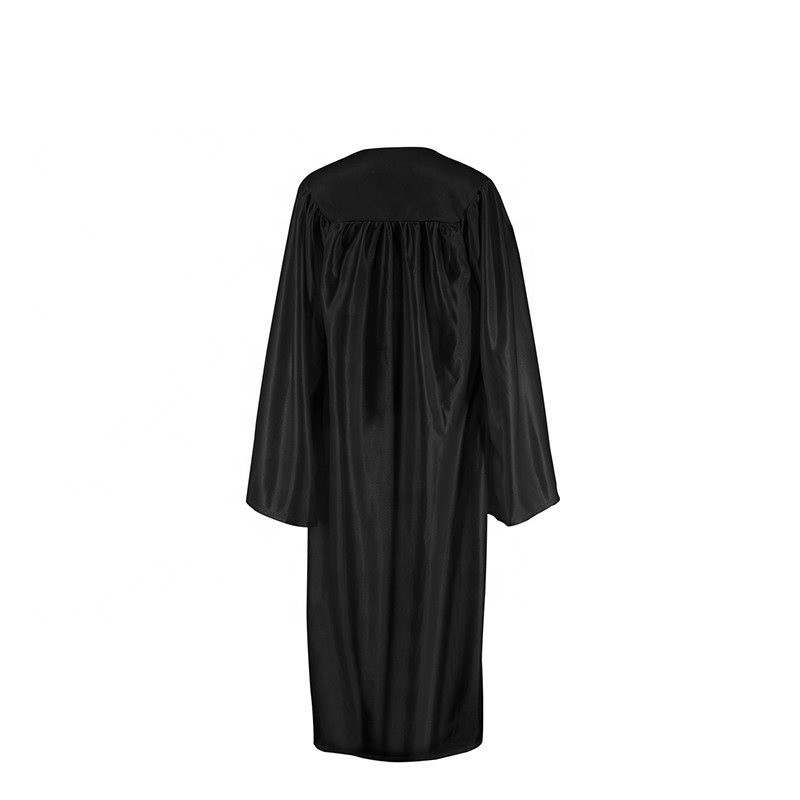 Wholesale Black Shiny  bachelor gown  academic gown   Graduation Gown  And Cap