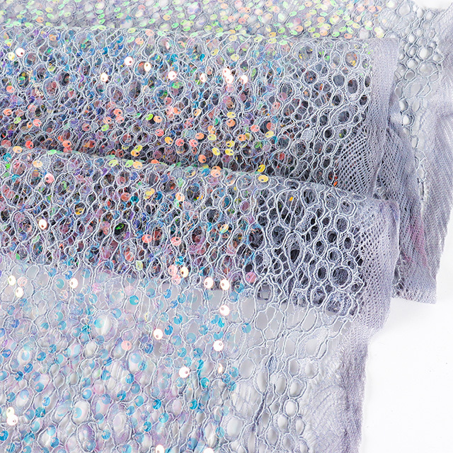 2023 Factory direct sales mesh multi-color beaded lace fabric sequin fabric for dress