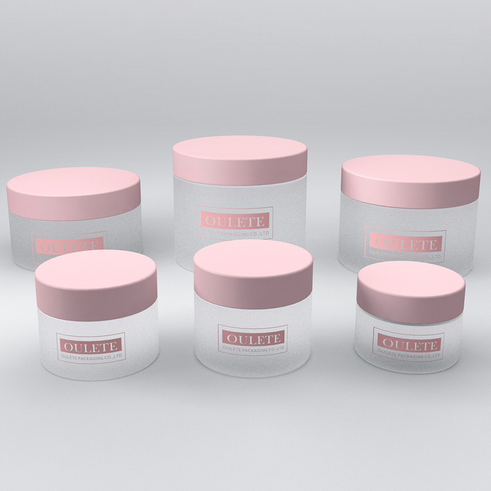 15ml 30ml 50ml 60ml 100ml 200ml 250ml PET clear cosmetic cream jars plastic lip scrub container with pink Cap