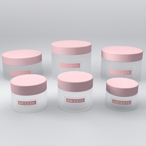 15ml 30ml 50ml 60ml 100ml 200ml 250ml PET clear cosmetic cream jars plastic lip scrub container with pink Cap