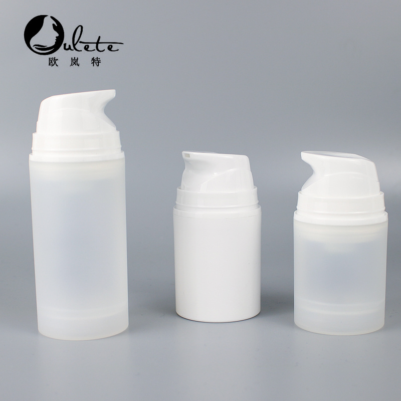 Eco friendly white empty PP plastic cosmetic packaging container serum lotion 15ml 30ml 50ml airless pump bottle