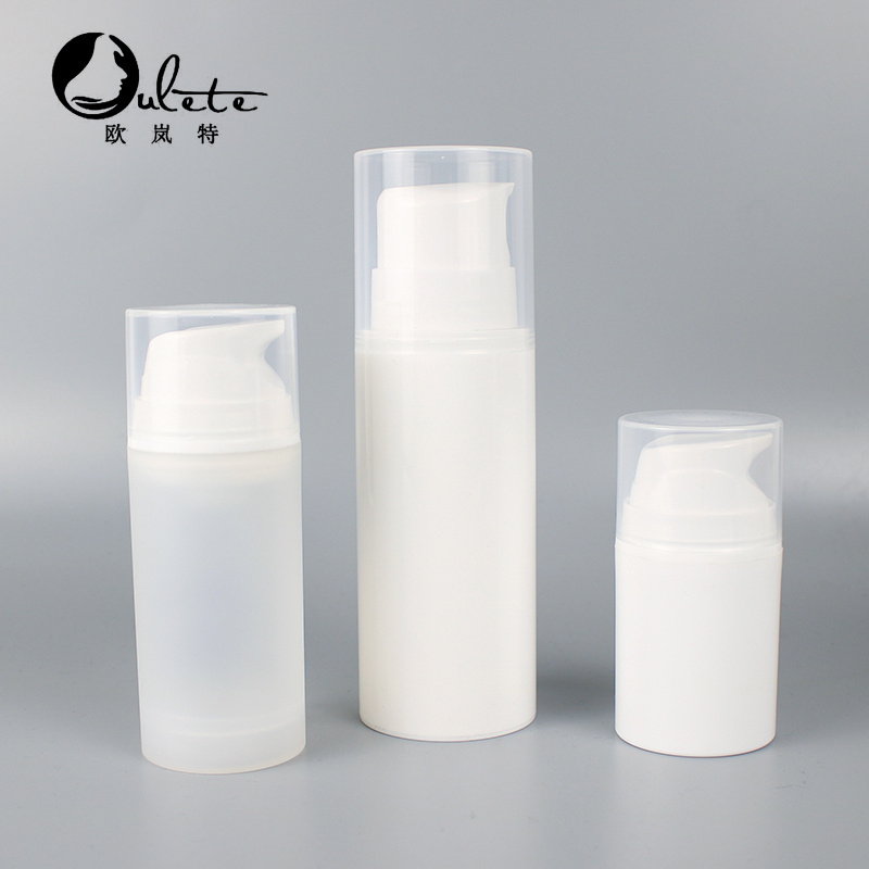 Eco friendly white empty PP plastic cosmetic packaging container serum lotion 15ml 30ml 50ml airless pump bottle