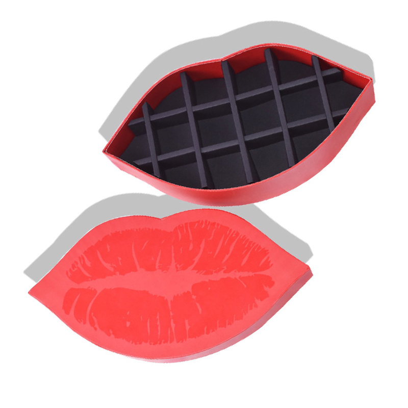 Custom Luxury Special perfume lipstick eye cream sample Lip Shaped paper packaging Box