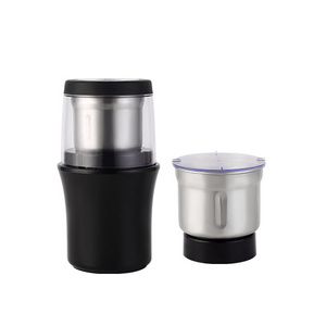 High Quality Brushed Stainless Steel with Two Detachable Cups for  Coffee Bean Herbs Nuts Coffee Grinder