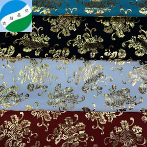 Shaoxing textile stock fabric lot woven print 100% cotton rayon gilding fabric for clothing