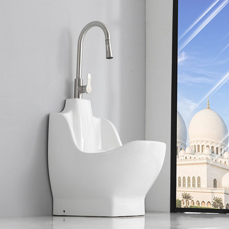 New Product Ceramic Muslim Estacion Wudu Ablucion Foot Wash Sink For Prayer